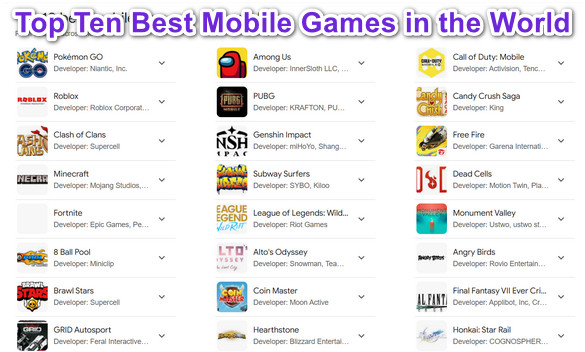 Top Ten Best Mobile Games in the World